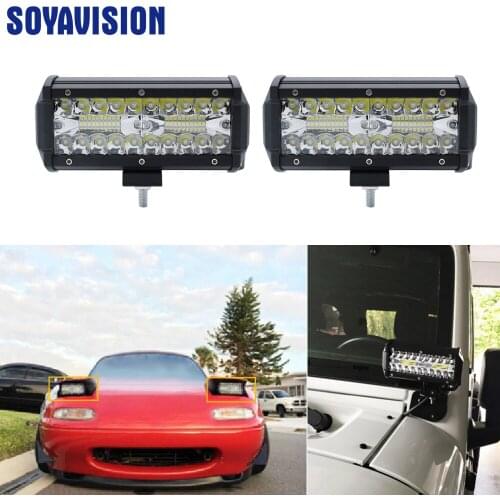 2PCS LED Bar 7 inch LED Light Bar 3 Rows Work Light Combo Beam for Driving Offroad Boat Car Tractor Truck 4x4 SUV 12V 24V