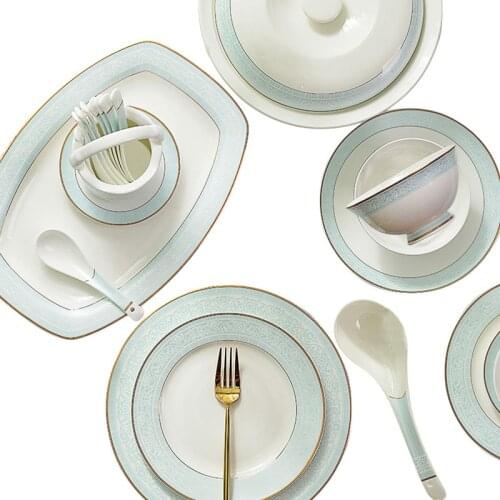 1Pcs Bone china Dish Fish Plate Anti-scalding Rice plate Beautiful Tableware Ceramic Dinner Noodle Soup bowl Liberty Combination