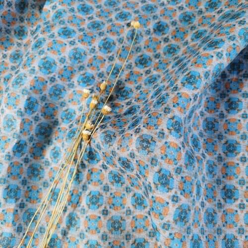 Natural pure ramie fabrics Retro floral printing sewing High grade robe dress cheongsam fabric