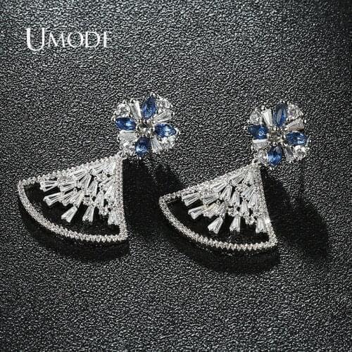 UMODE NEWS Flowers CZ Earring Sector Round Zircon Earrings for Elegant Women Bridal Wedding Jewelry Accessories Gift UE0729