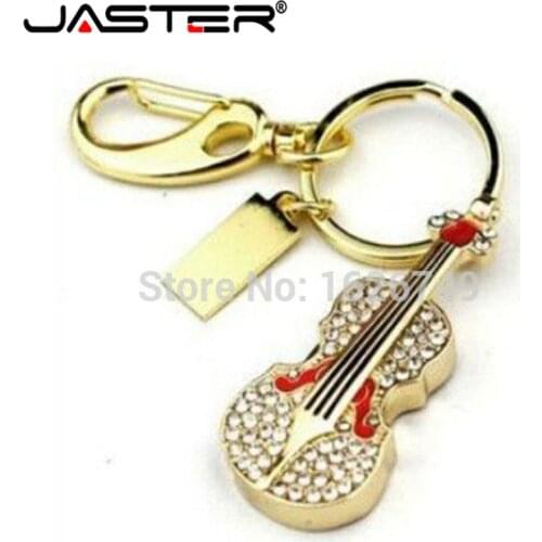 JASTER best girls gift Diamond crystal violin pendrives 4GB 16GB 32GB 64GB USB 2.0 usb flash drive Memory Stick free shipping