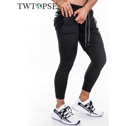 TWTOPSE 2 IN 1 Cycling Pants Quick Dry Men MTB Mountain Road Bike Bicycle Pants Anti-sweat Outdoor Sports Bicycle Pants trousers