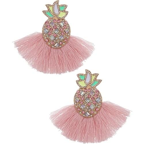 ZHINI New Fashion Pineapple Drop Earrings for Women Boho Charm Color Crystal Tassel Dangle Earring Statement Jewelry 2020