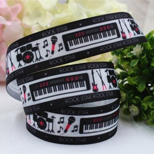 1'' (25MM) Music Series Printed Grosgrain Ribbon, DIY HandmadeHair Accessories Material Wedding Gift Wrap 165436