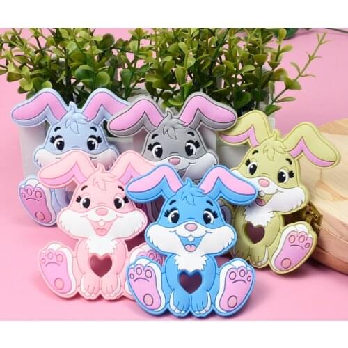 1 PC New Baby Teether Cartoons Animal Rabbit Chewing Pandent Accessories DIY Jewelry Pacifier Clip Teething Toy