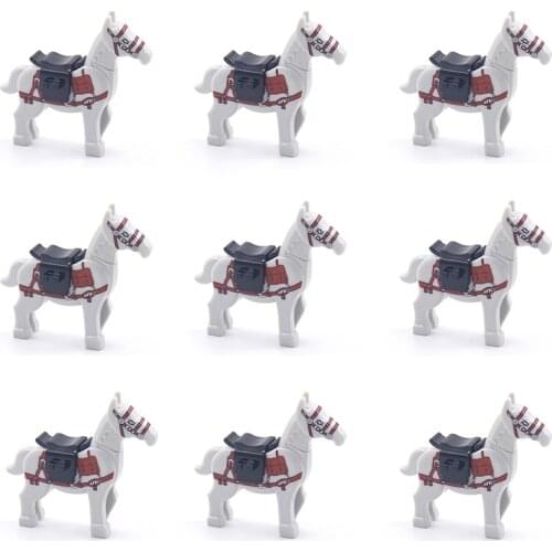 10Pcs Military Series Medieval War Horse Scenes MOC Accessories Building Blocks Bricks Toys Gifts