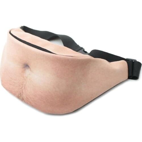 12PCS / LOT 3D Woman Belly Pockets PU Leather Creative Men Beer Belly Waist bag Travel Phone Anti-theft Organizer Waist Pack