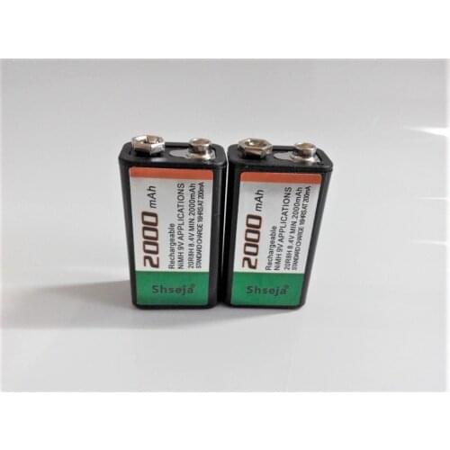 2pcs/lot SHSEJA 2000mAh 9V rechargeable battery 9 volt Ni-MH battery for Microphone Free shipping
