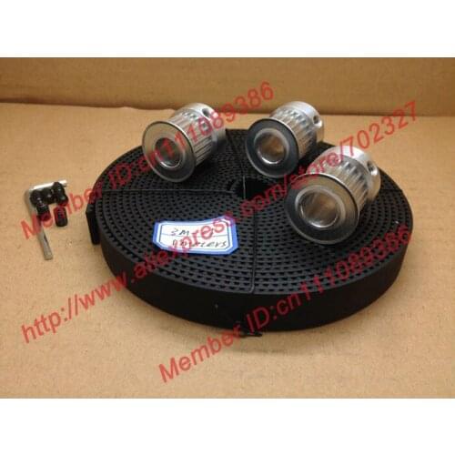 5Meters open 3M timing belt width 15mm + 3pcs 24 teeth bore12mm HTD 3M Timing Pulley for laser engraving CNC machines