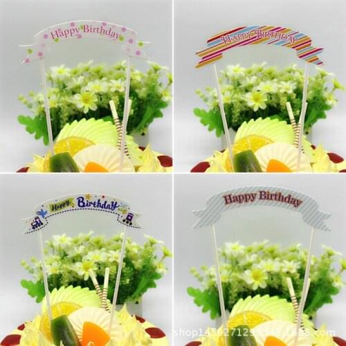 5pcs Happy Birthday Cake Flag Cake Topper Happy Birthday Banner Cupcake DIY Decoration Children Birthday Party Supplies