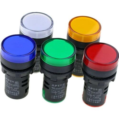 5pcs/lot 22mm AC/DC 380V Panel Led Signal Light Brightness Warterproof Indicator Indicating Lights Hole Size AD16-22D/S