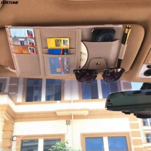 Car Sun Visor Storage Bag Auto Card Bill Organizer Ticket Receipt Storage Case Sunglasses Bracket For Car Tidying Accessories