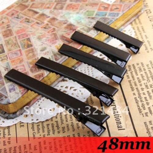 Free Ship!!!1000piece 48mm Black Tone Alligator Hair Metal Clips Hair Jewelry Pin findings accessories