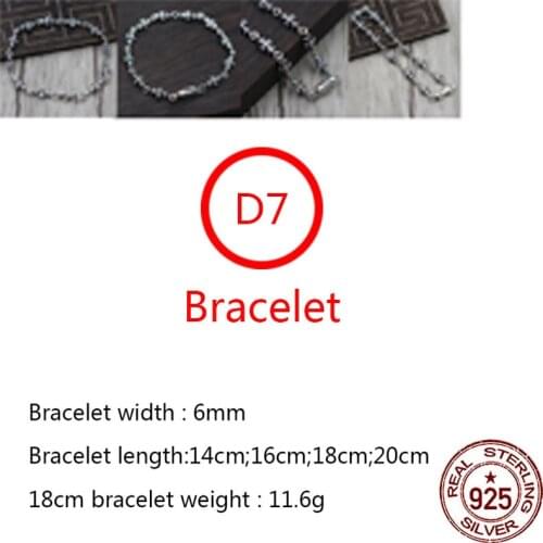 D7 s925 sterling silver bracelet retro personality leather rope jewelry punk hip-hop style cross shape gift for friends 2020