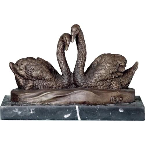 Bronze Statue Couple Swan Statue Figurine Antique Art Lover Anniversary Gift Love Sculpture Home Decor Ornament