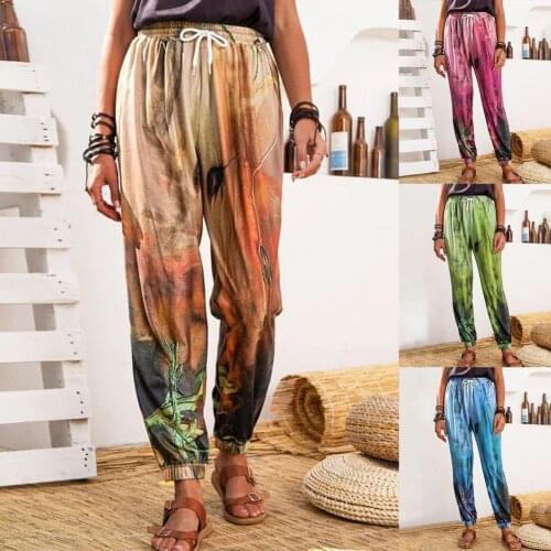 Pants Popular Graffiti Printing Drawstring Pants Soft Summer Trousers Ankle Tied for Sports