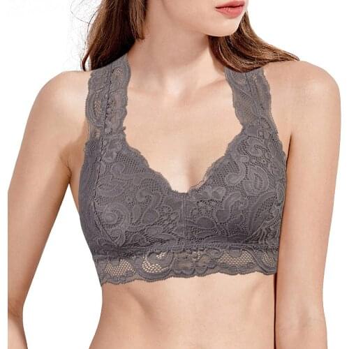 New Women Bra Lace Bralette Embroidery Wire Free Mesh Bras For Women Thin Sexy Lingerie Casual Underwear Y-line