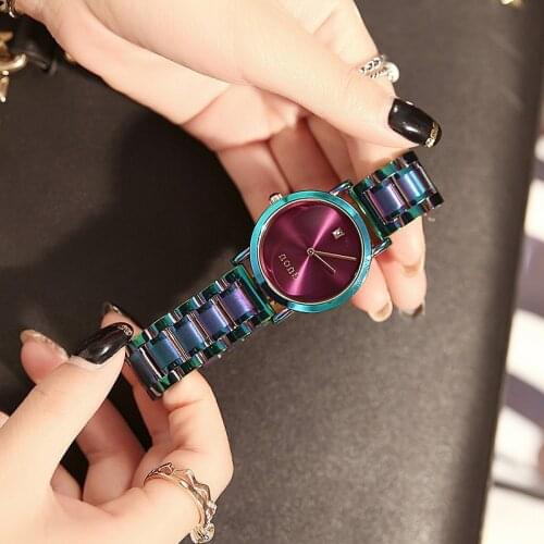 2018 Guou Watch Women Fashion Colorful Steel Ladies Clocks Luxury Exquisite Womens Gift Watches Reloj Mujer Relogio Feminino