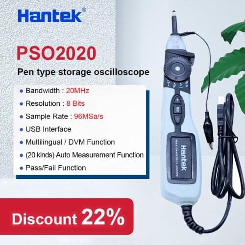 Hantek PSO2020 USB Pen type Storage Digital Oscilloscope USB 1 Channel Portable Storage Oscilloscope 96MSa/s 20MHz Bandwidth