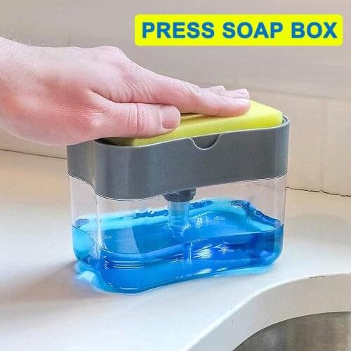 Soap Dispenser Pump with Sponge Manual Press Cleaning Liquid Dispenser Container Manual Press Soap Organizer Kitchen Tool