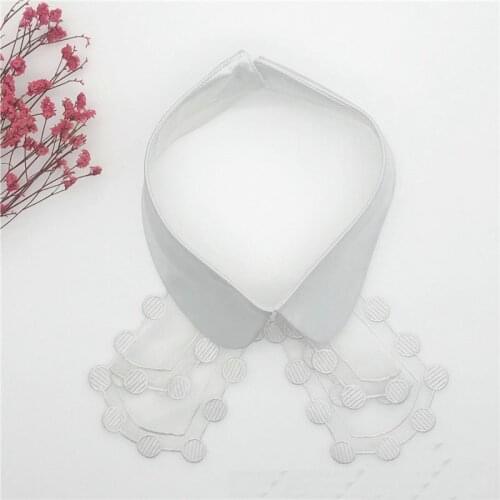 HISUMA Women Sweater Shirt Neck Tie Neckline Lady Fake Collar Chiffon Cotton Detachable False Collar Choker Removable Lapel Top