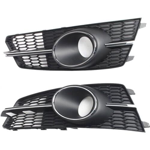 Chrome Front Left Right Bumper Lower Fog Light ACC Grilles Radar Sensor Decoration Shell Set for AUDI A6 17-18 S6 S-Line C7.5