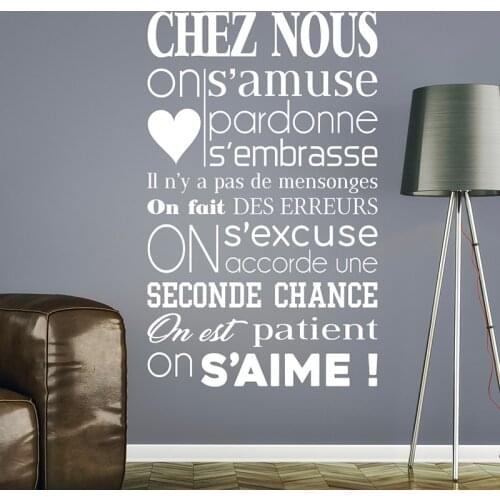 Art Design Home Decoration Cheap Vinyl French Quote Rules Words Wall Sticker Removable House Decor Characters Decals E427