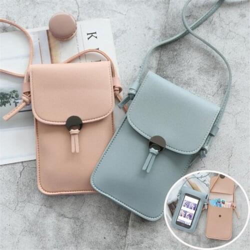 Phone Wallets Transparent Touch Screen Mobile Phone Bag Pouch Women Phone Purse Messenger Bags Small Flap Bag Mini Shoulder Bag