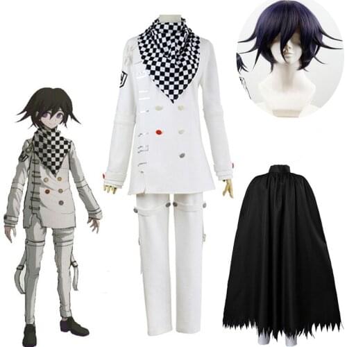 Anime Danganronpa V3 Ouma Kokichi Cosplay Costume Japanese School Uniforms Suits Outfits Halloween Carnival Costumes Wigs