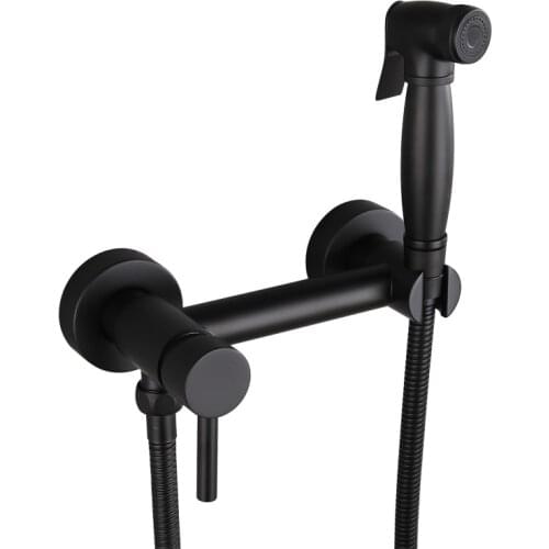 MTTUZK Brass Matte Black Finish Toilet spray gun Bidet Shower Set With Hot and Cold Water Bidet Mixer Handheld Bidet