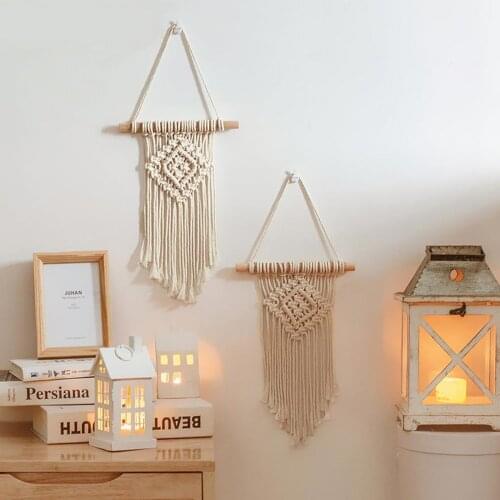 Retro Bohemia Macrame Wall Hanging Woven Wall Art Decorative Tapestry for Bedroom Living Room Home Decor