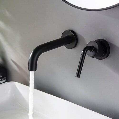 Fashion design Brass Bathroom sink faucet Wall Mounted High Quality Basin mixer Tap Single handle Double control Bathroom Tap