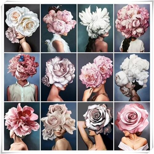 New Style 5D DIY Diamond Paintings Kits Woman Flower Photos Diamond Embroidery Full Drill Cross Stitch Mosaic Gift Home Decor