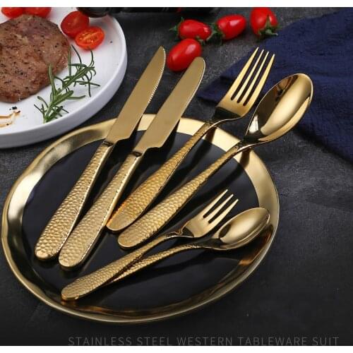 6 PCS /set 304 Stainless Steel Cutlery Spoon/Fork/Knife Kit Creative Western Tableware Steak Knife Tableware Set Flatware