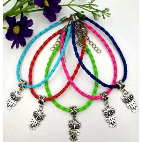 New Vintage Lovely Owl Bracelets Multicolor Braided Rope PU Leather Cords Bracelets & Bangle Unique Gifts