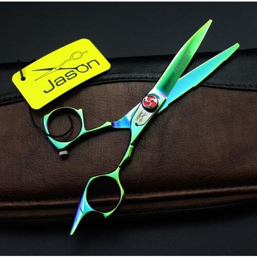 340# 6'' Brand Jason TOP GRADE Green Hairdressing Scissors Japan 440C 62HRC Bang Cut Professional Cutting Scissors Hair Shears