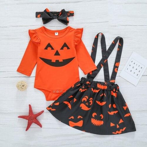 Baby Girl Clothes For Newborns Toddler Baby Kids Girls Halloween Print Set Romper Skirt Outfits Casual Clothes Jumpsuit Romper