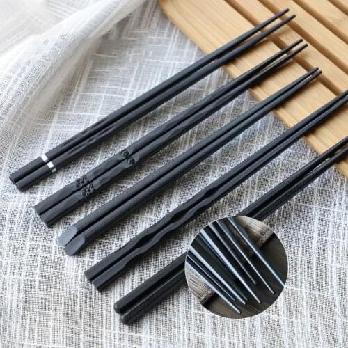 Zollor 5 Pair Alloy Non-Slip Chopsticks Sushi Bread Food Sticks Chinese Style Reusable Chopsticks Household kitchen Utensils