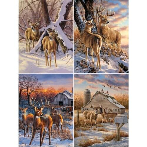PDMDOG DIY Diamond Painting Deer 5D Full Drill Square Round Diamond Embroidery Animal Mosaic Cross Stitch Handmade Hobby