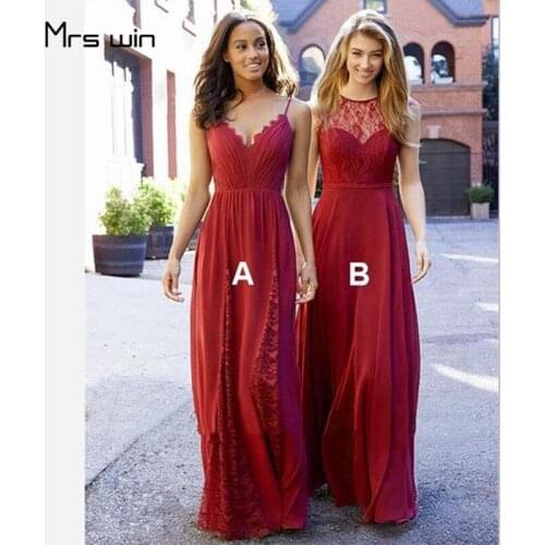 Mrs win Bridesmaid Dresses For Girls Elegant Sleeveless A Line Wedding Party Dress HR195 Bohemia Long Plus Size Vestido Madrinha
