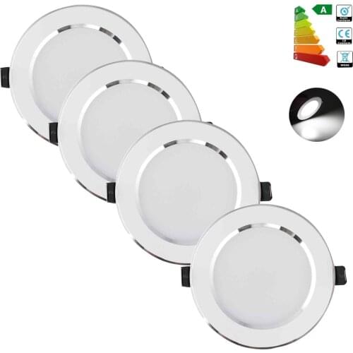4Pcs 7W Dimmable LED Ceiling Down Light Recessed Panel Lamp Downlight Ultra Bright Cool White Warm White AC 220V Spotlight Bulb