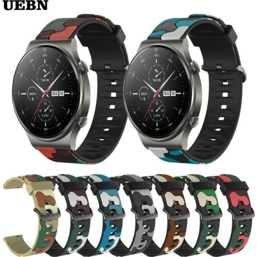 UEBN Sport Camouflage Silicone strap for Huawei Watch GT 2 Pro Bracelet for Watch GT 2 42mm 46mm & 2e Honor GS Pro Watchbands