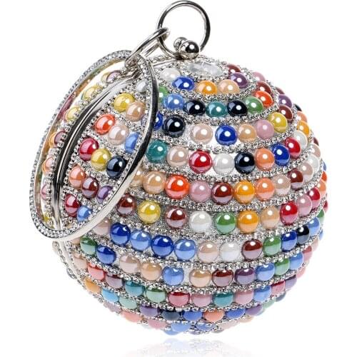 Luxury Crystal Evening Bag Handmade Style Rhinestones Pearl Women Evening Bags Vintage Satin Lady Party Wedding Clutches Purses