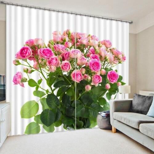 Curtain Luxury Blackout 3D Window Curtains For Living Room girl Bedroom Drapes Cortinas Rideaux Customized size Pink flower