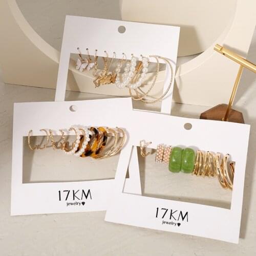 17KM Retro Butterfly Hoop Earrings Set For Women Geometirc Pearl Hoop Earrings Brincos 2021 Trend Jewelry Gift
