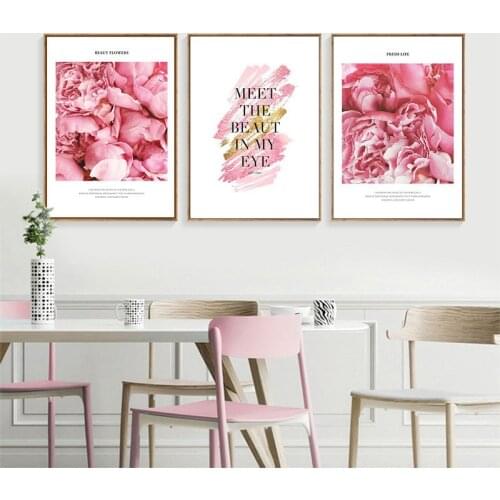 Nordic Canvas Painting Red Rose Flower Vivid Picture Home Decor Wall Art Modern Life Quotes Posters and Prints for Living Room