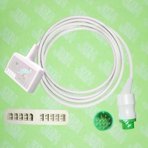 Compatible with 12 pin Fukuda DS-7300 ECG Machine the multi-link 10-lead trunk cable,AHA or IEC