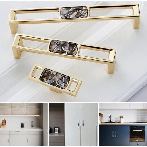 Modern Shell Marble Ceramic Cabinet Handles Drawer knobs Wardrobe Door Handles Sapphire Blue Furniture Accessories