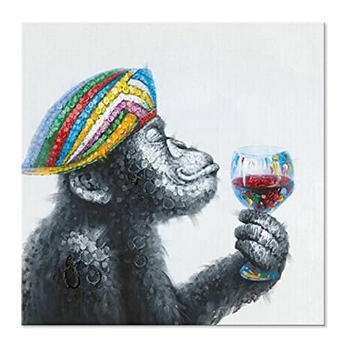 Top Artist Pure Hand-painted High Quality Modern Art Drinking Gorilla Art Oil Painting Abstract Funny Animal Monkey Oil Painting