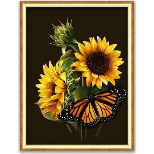 Flower Sunflower DIY Cross Stitch 11CT Embroidery Kits Needlework Craft Set Printed Canvas Cotton Thread Home Decoration Design